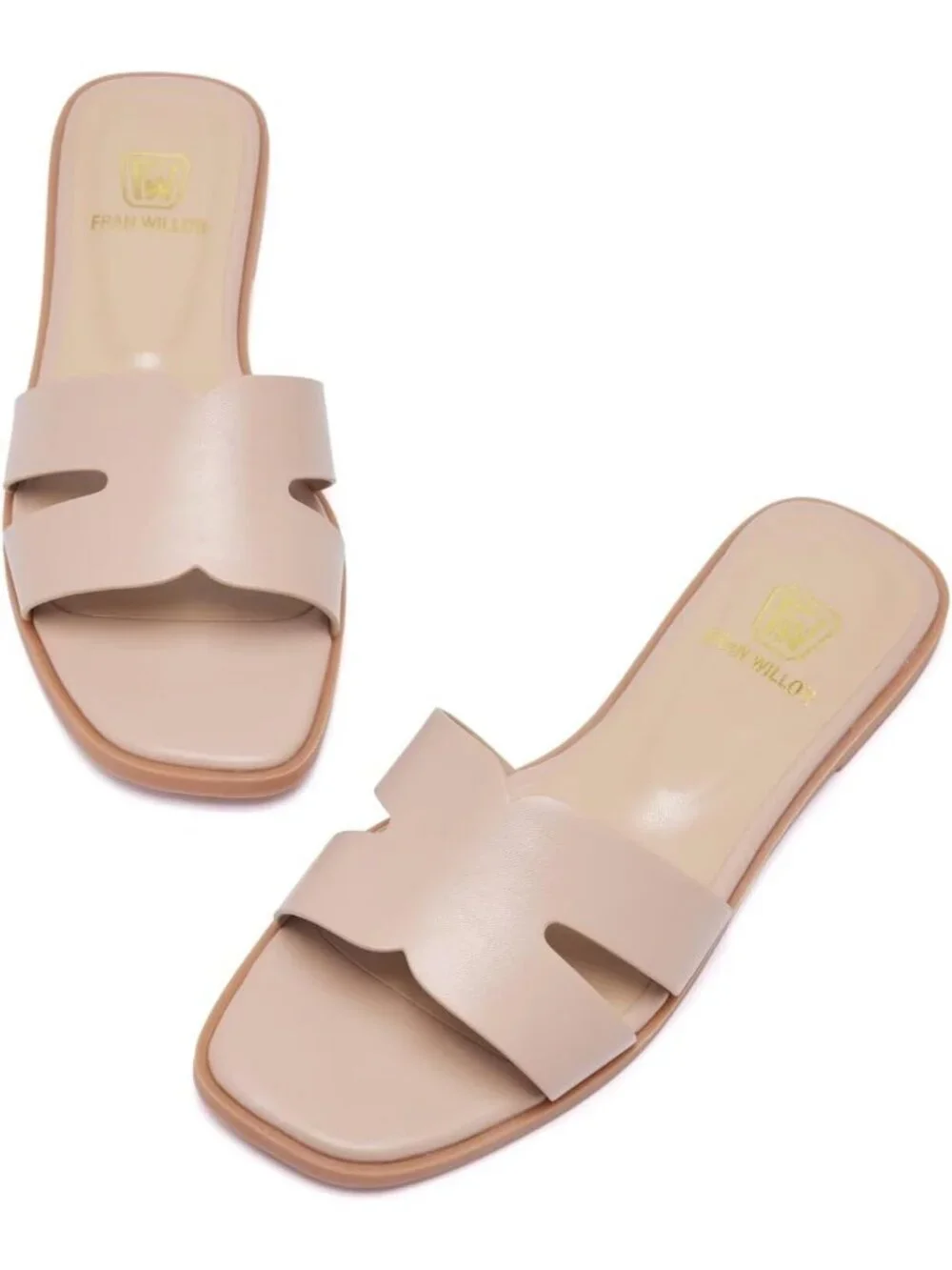 Women's Nude Flat Comfortable Slide Fashion Square Open Toe Slip On Beach Sandal